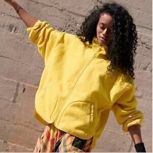 Free People Movement Ziggy Up Full Zip Fleece Jacket in Sundance Yellow